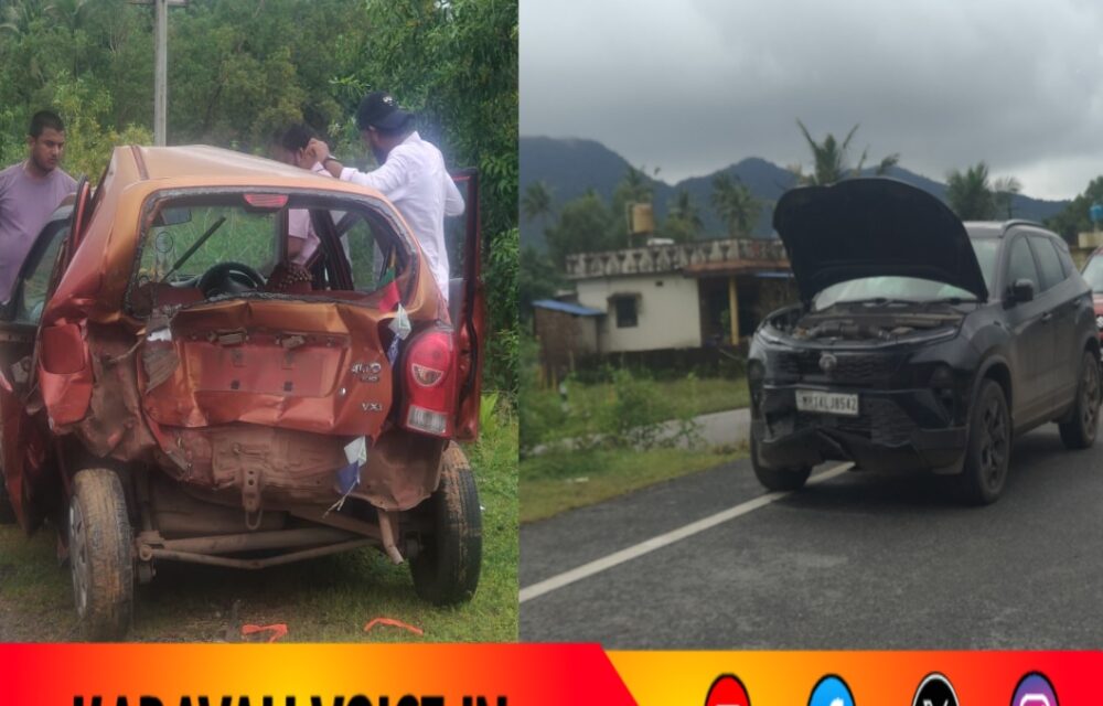 ಆಲ್ಟೊ ಗೆ ಹಿಂಬದಿಯಿಂದ ಮುತ್ತಿಕ್ಕಿದ ಹ್ಯಾರಿಯರ್: ಕಾರು ಜಖಂ