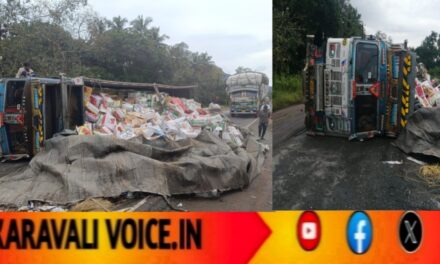 ರಾಷ್ಟ್ರೀಯ ಹೆದ್ದಾರಿಯಲ್ಲಿ ಲಾರಿ ಪಲ್ಟಿ: ರಸ್ತೆಯಲ್ಲಿ ‘ಆ್ಯಪಲ್ ಮಳೆ’!