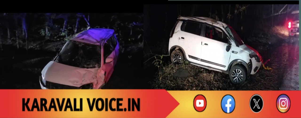 ತಿರುವಿನಲ್ಲಿ ಕಾರು ಪಲ್ಟಿ: ಐವರು ಪ್ರಾಣಾಪಾಯದಿಂದ ಪಾರು
