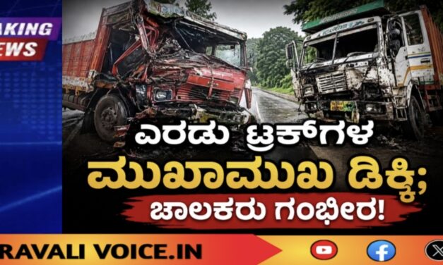 ಎರಡು ಟ್ರಕ್‌ಗಳ ಮುಖಾಮುಖಿ ಡಿಕ್ಕಿ; ಚಾಲಕರು ಗಂಭೀರ!
