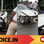 ಡಿವೈಡರ್‌ಗೆ ಡಿಕ್ಕಿ ಹೊಡೆದು ಕಾರು ಜಖಂ; ಮೂವರು ಪಾರು
