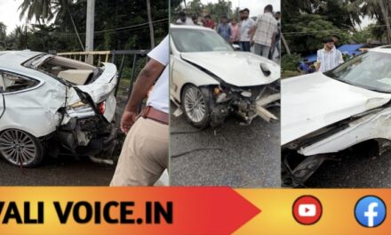 ಡಿವೈಡರ್‌ಗೆ ಡಿಕ್ಕಿ ಹೊಡೆದು ಕಾರು ಜಖಂ; ಮೂವರು ಪಾರು