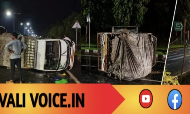 ಬಾಳೆಕಾಯಿ ಪಿಕಪ್ ಪಲ್ಟಿ; ಡಿವೈಡರ್ ಏರಿ ಕಂಬಕ್ಕೆ ಕಾರು!