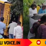 ಹಿಂದಿನಿಂದ ಬಂದ ಬಸ್ ಡಿಕ್ಕಿ: ಶಾಲಾ ವಾಹನ ಪಲ್ಟಿ